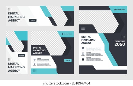 Set of Editable social media post template modern background. Promotional web banner for company business. professional business social media stories. webinar banner sale ads and discount promo
