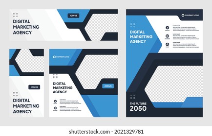 Set of Editable social media post template modern background. Promotional web banner for company business. professional business social media stories. webinar banner sale ads and discount promo