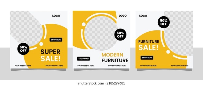 Set of editable social media post template for modern furniture sale