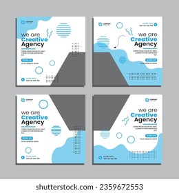 Set of editable social media post. vector square banner template. digital marketing agency social media post design.