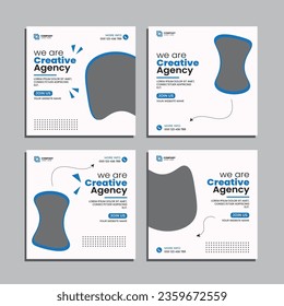 Set of editable social media post. vector square banner template. digital marketing agency social media post design.