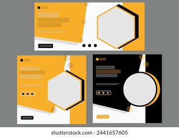 Set of Editable social media post and cover photo template with black, white and yellow color. Design cover for business, corporate, finance, food, beauty, fashion, sports, education without images