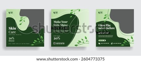 set of Editable social media post, banner template for  beauty care cosmetic and spa sale promotion. Cosmetic products sale square flyer or poster design, Cosmetic web banner bundle
