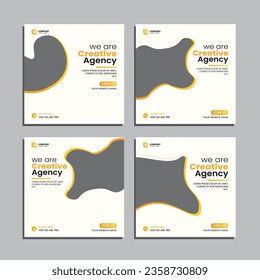 Set of editable social media square banner. digital marketing agency social media post template. social media and web ads design for business.