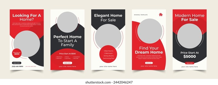 Set of Editable Social Media Story, Real Estate Story, Vector Template