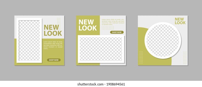Conjunto de entradas editables de medios sociales, plantilla mínima de banner cuadrado. Ilustración del vector EPS.10