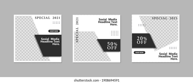 Set of Editable sosial media post, minimal square banner template. Vector illustration EPS.10