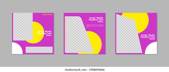Set of Editable sosial media post, minimal square banner template. Vector illustration EPS.10