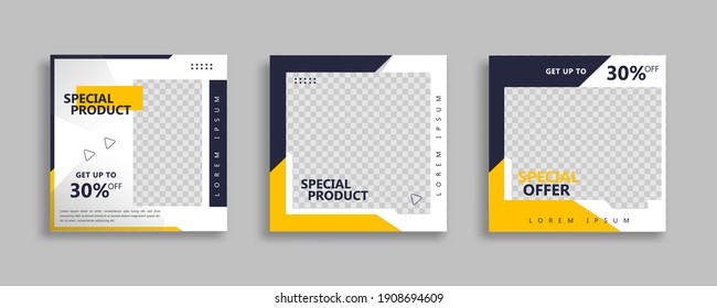 Set of Editable sosial media post, minimal square banner template. Vector illustration EPS.10