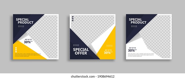 Set of Editable sosial media post, minimal square banner template. Vector illustration EPS.10