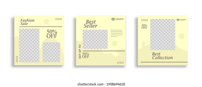 Set of Editable sosial media post, minimal square banner template. Vector illustration EPS.10