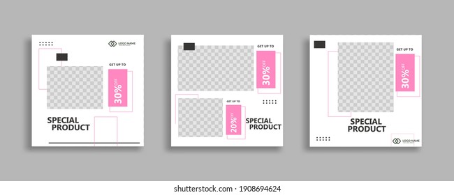 Set of Editable sosial media post, minimal square banner template. Vector illustration EPS.10