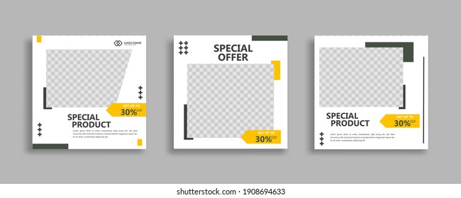 Set of Editable sosial media post, minimal square banner template. Vector illustration EPS.10