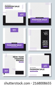 Set of Editable sosial media post, minimal square banner template. Vector illustration