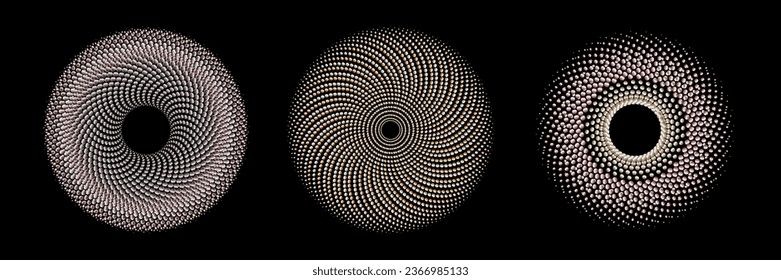 Conjunto de líneas de espiral editables que fluyen desde el centro, una forma de flor circular geométrica abstracta.	El diseño de diseño moderno se adapta a los marcos, logotipos redondos, signos, símbolos, gráficos web e impresiones.