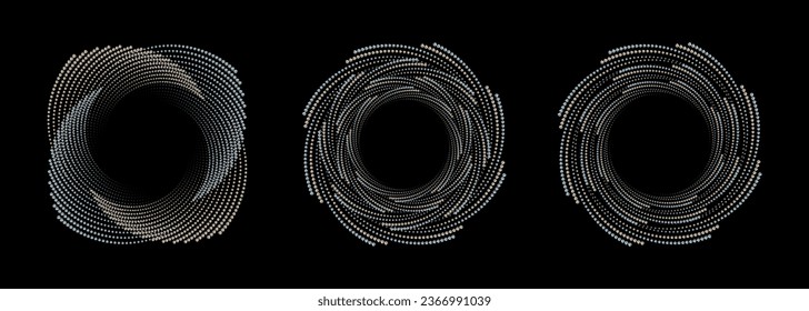 Conjunto de líneas de espiral editables que fluyen desde el centro, una forma de flor circular geométrica abstracta.	El diseño de diseño moderno se adapta a los marcos, logotipos redondos, signos, símbolos, gráficos web e impresiones.