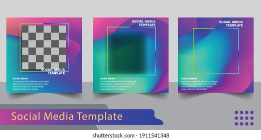 Set of editable square, abstract background  banner template. Modern social media post full color, Suitable for social media post and web internet ads. with background for photo layout