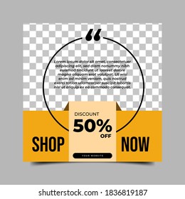 Set of editable square background template. Yellow and black line color concept, with photo collage. Perfect for social media post , background and web internet ads.