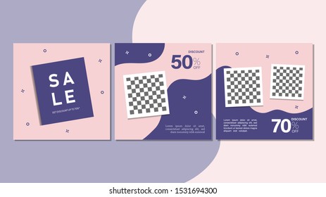Set of editable square banner for adversiter template. Editable banner for social media post, web and internet. Discount Sale banner for special offer template design