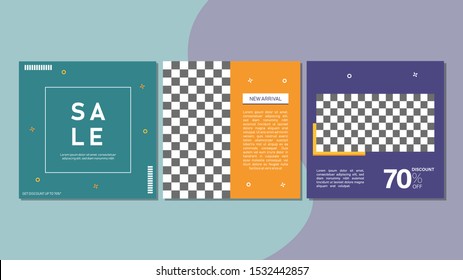 Set of editable square banner for adversiter template. Editable banner for social media post, web and internet. Discount Sale banner for special offer template design