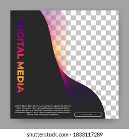 Set of editable square banner with colorful line. Flat design background vector isolated. Usable for social media post, story and web internet ads