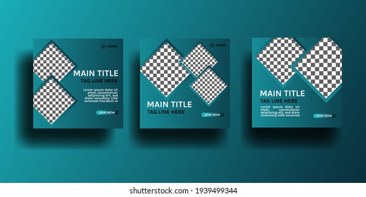 Set of Editable Square Banner or Flyer Template. Suitable for Social Media Post and Web Internet Ads 