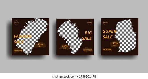 Set of Editable Square Banner or Flyer Template. Suitable for Social Media Post and Web Internet Ads 