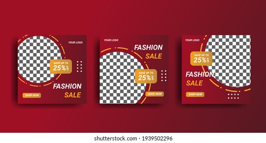 Set of Editable Square Banner or Flyer Template. Suitable for Social Media Post and Web Internet Ads 