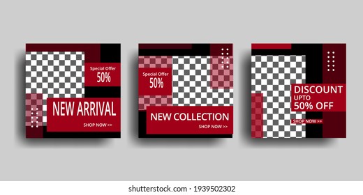 Set of Editable Square Banner or Flyer Template. Suitable for Social Media Post and Web Internet Ads 