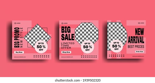 Set von Editable Square Banner oder Flyer Template. Geeignet für Social Media Post- und Web-Werbung 