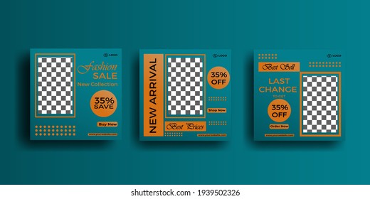 Set of Editable Square Banner or Flyer Template. Suitable for Social Media Post and Web Internet Ads 