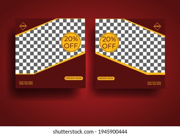 Set of Editable Square Banner or Flyer Template. Suitable for Social Media Post and Web Internet Ads 