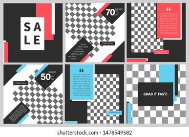 Set of editable square banner template. Editable banner for social media post and web/internet ads. Editable banner adversiter template.