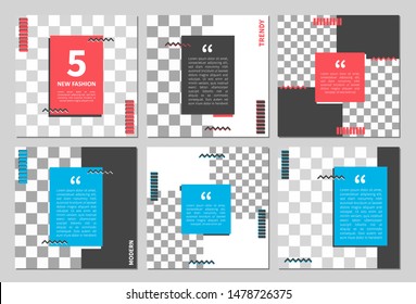 Set of editable square banner template. Editable banner for social media post and web/internet ads. Editable banner adversiter template. Vector illustration with photo college