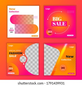 Set of Editable square banner template, Suitable for social media post, Modern social media post bundle vector, Design editable template for social media stories and post
