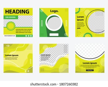 Set of editable square banner template. Background color with line and shampe. Suitable for social media post and web internet ads. Vector with photo college. Social media post, content and event.