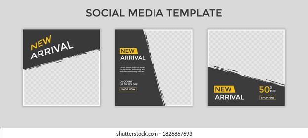 Set of Editable square banner template for ad. Suitable for social media post for promotion.