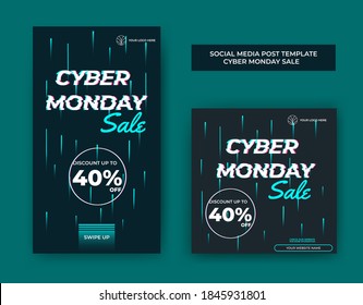 Set of editable square banner template. Social media post template cyber monday sale. Usable for social media post , banners and web internet ads. Flat vector design isolated