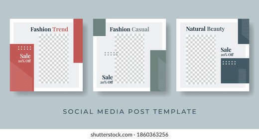 Set of Editable square banner template. background color with stripe line shape. Suitable for social media post, instagram, facebook and web internet ads. Vector illustration with photo college.