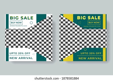 Set of Editable square banner template for ad. Suitable for social media post for promotion.