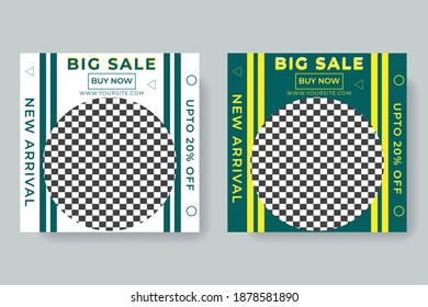 Set of Editable square banner template for ad. Suitable for social media post for promotion.