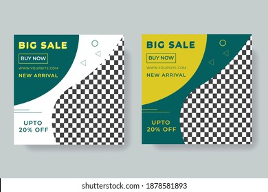 Set of Editable square banner template for ad. Suitable for social media post for promotion.