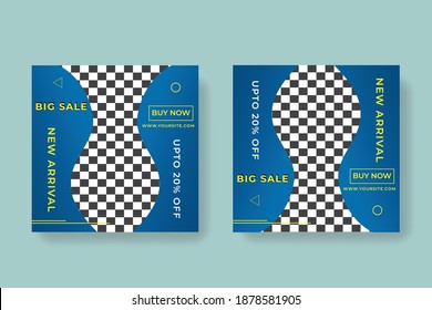 Set of Editable square banner template for ad. Suitable for social media post for promotion.
