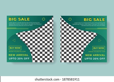 Set of Editable square banner template for ad. Suitable for social media post for promotion.