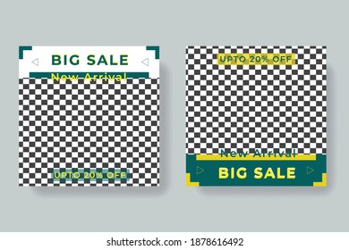 Set of Editable square banner template for ad. Suitable for social media post for promotion.