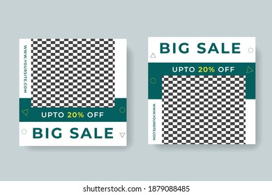 Set of Editable square banner template for ad. Suitable for social media post for promotion.