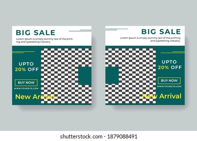 Set of Editable square banner template for ad. Suitable for social media post for promotion.