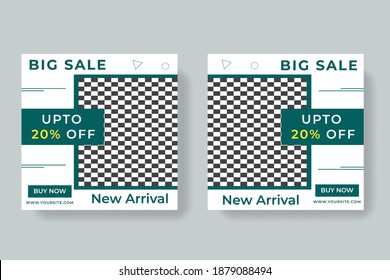 Set of Editable square banner template for ad. Suitable for social media post for promotion.