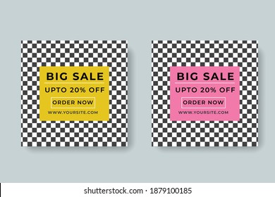 Set of Editable square banner template for ad. Suitable for social media post for promotion.