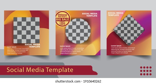 Set of editable square banner template. Modern social media post full color, light leaks, suitable for business, Suitable for social media post and web internet ads. with background for photo layout